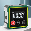 A digital angle finder device with a green and gray casing displaying 00.00 on its LCD screen.