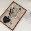 Cute Bow Bag Charm Keychain with Heart Pendant