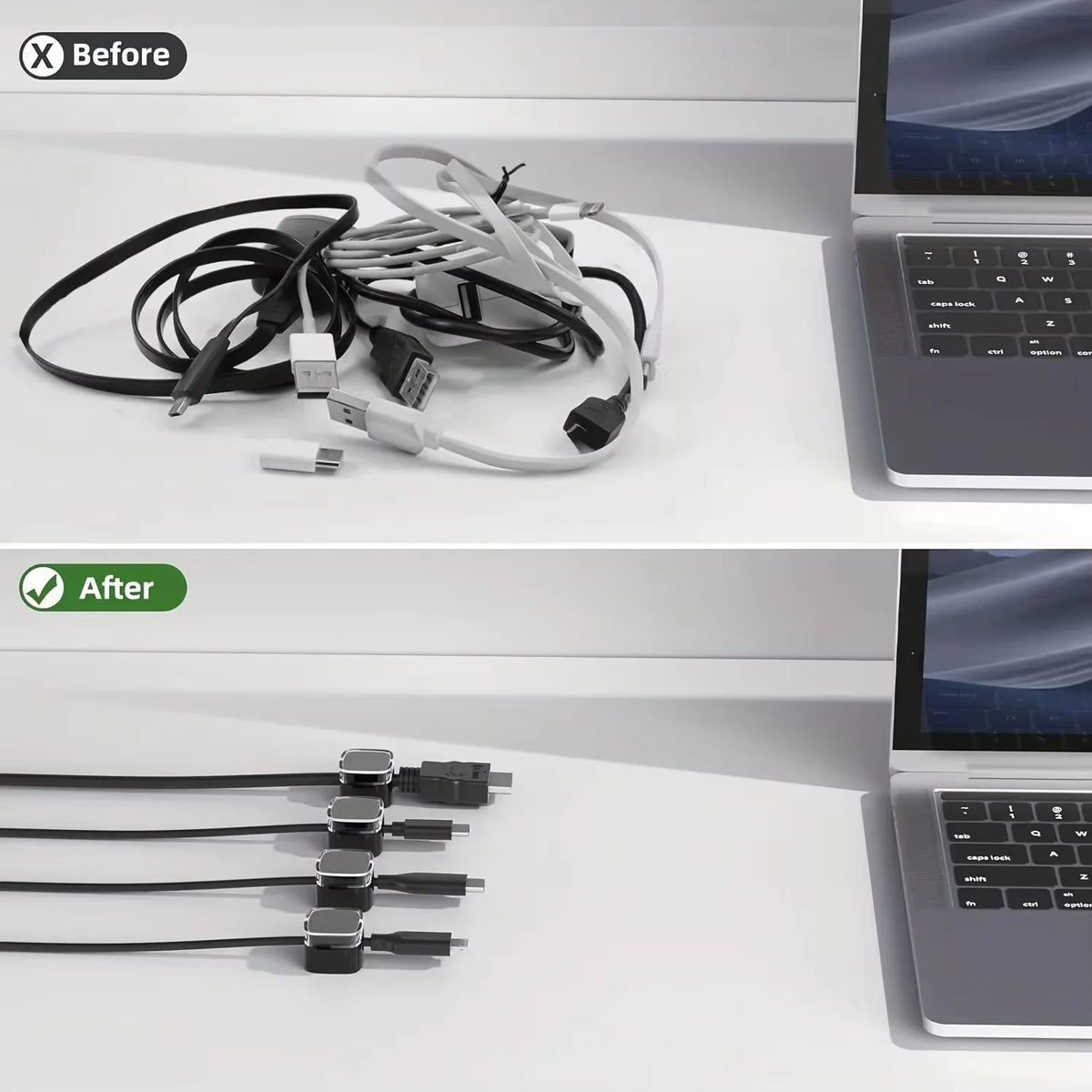 Magnetic Cable Management Clips for Desk & Wall