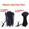 Black reusable screw-hole cable ties available in two sizes: 4x150mm-A and 3x100mm-B.