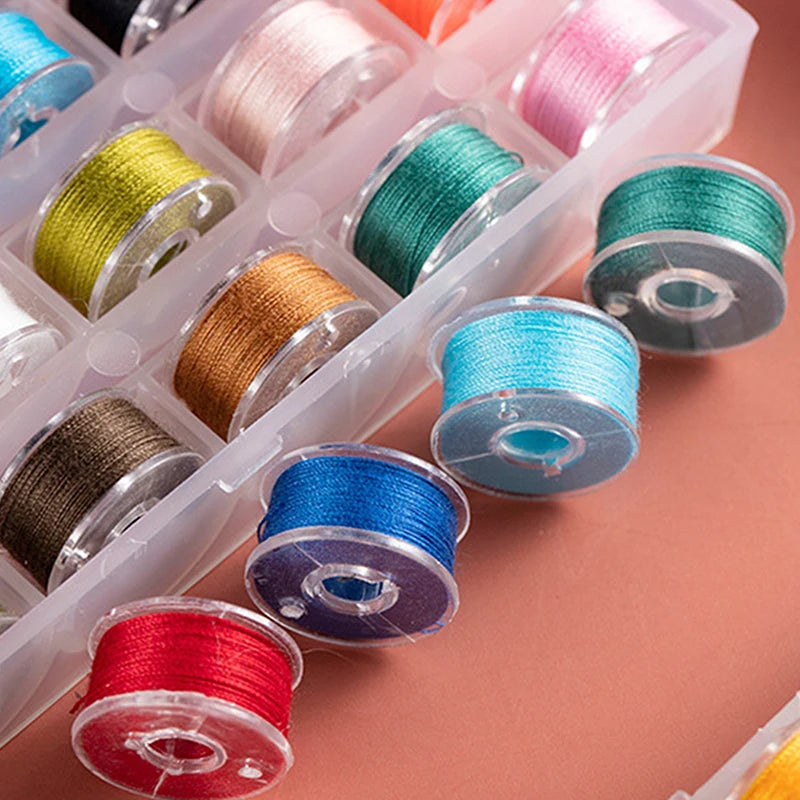 Pre-filled Sewing Bobbins Set with Storage Case