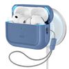 A blue charging case for AirPods Pro 3 with a magnetic lock and a coiled cable.