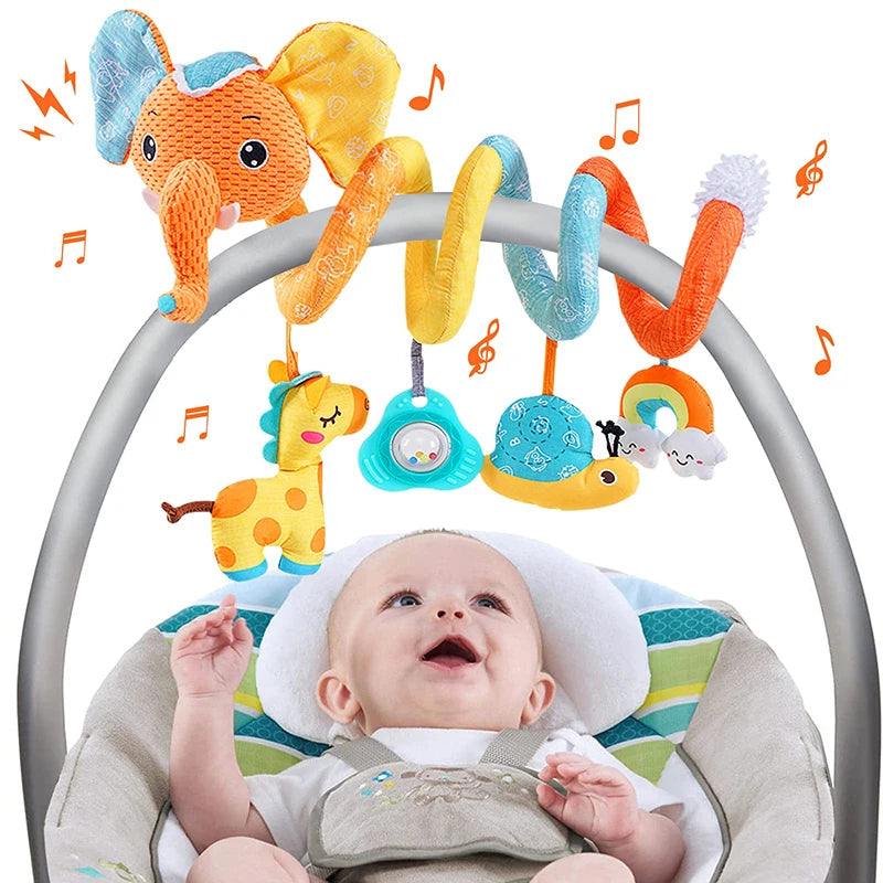 Soft Car Seat & Stroller Toy Set with Mirror, Crinkle, and Squeaky Sounds