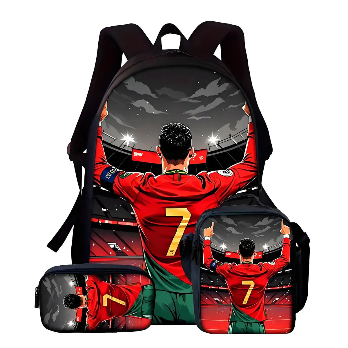 Soccer Star Backpack Set for Kids with Lunch Bag & Pencil Case