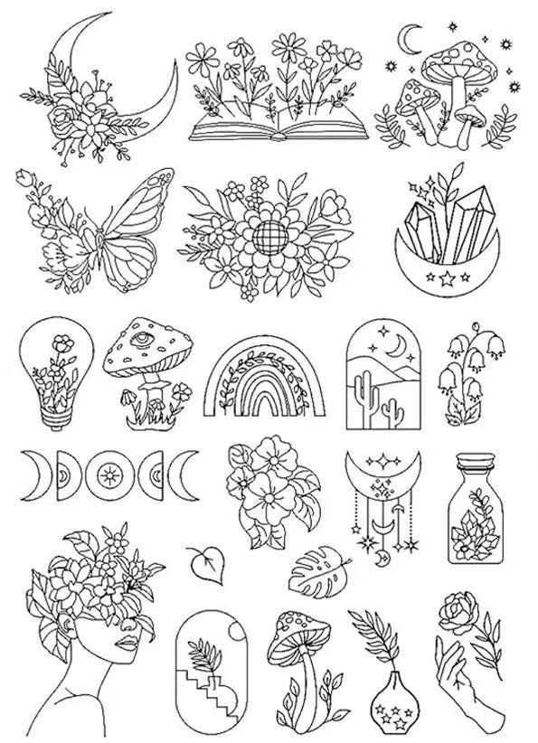Pre-Printed Water-Soluble Embroidery Stabilizer Sheets with Floral & Letter Patterns