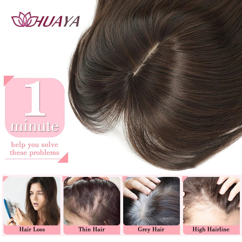 Long Wavy Hair Topper with Clips