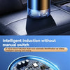 Close-up of a metallic car aroma diffuser with a blue ambient light and an electronic circuit board.