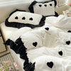 Black Heart Embroidered Duvet Cover Set — 3-Piece Bedding Collection