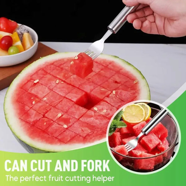2-in-1 Watermelon Cutter - Dual-Head Stainless Steel Fruit Slicer