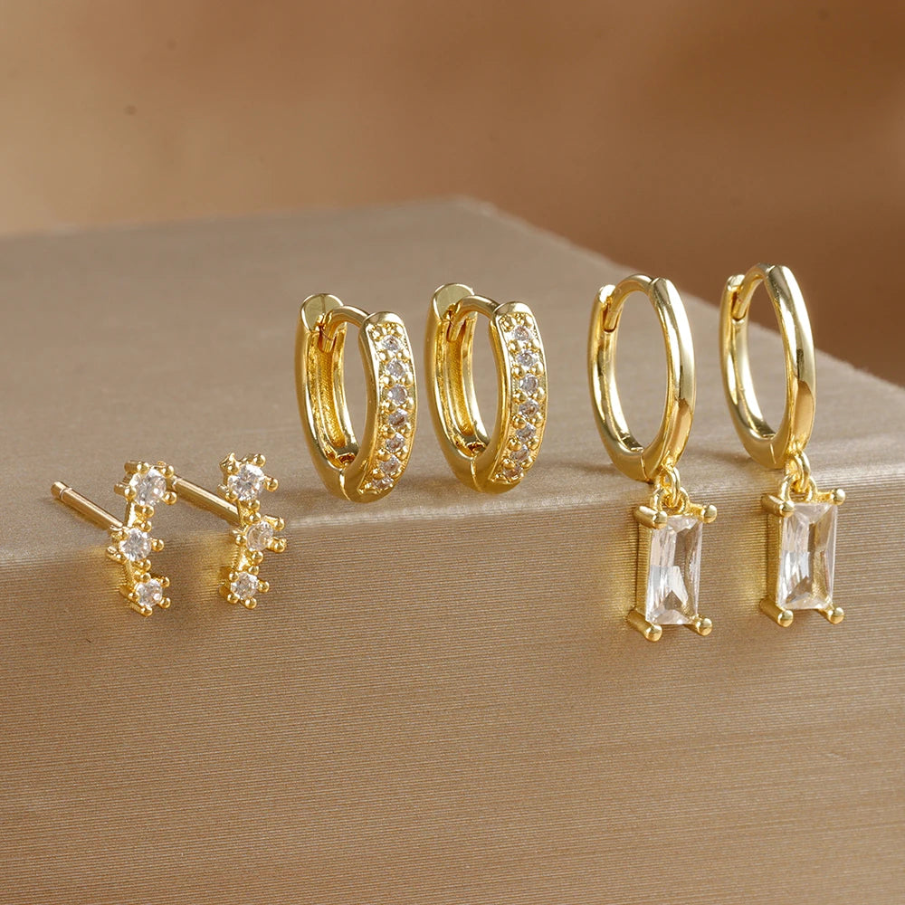 Dainty Square Hoop Earrings Set