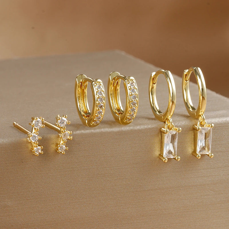 Dainty Square Hoop Earrings Set