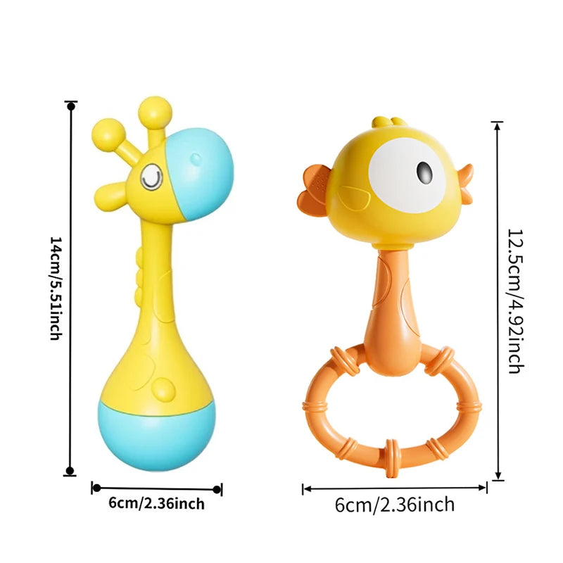 Cute Animal Baby Rattle with Soothing Sounds – Montessori Teether Toy for Newborns