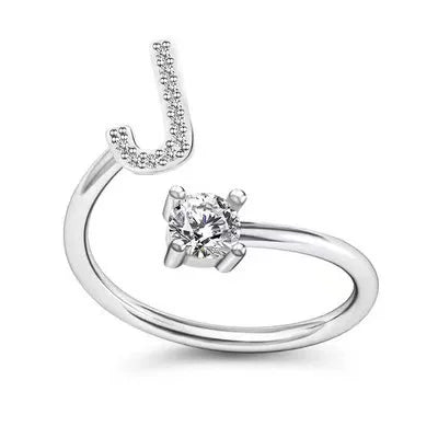 Initial Letter Ring with Zircon Accent