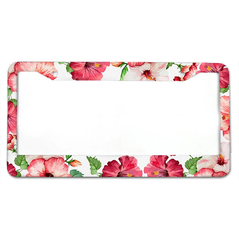 Floral Aluminum License Plate Frame with Slim Design