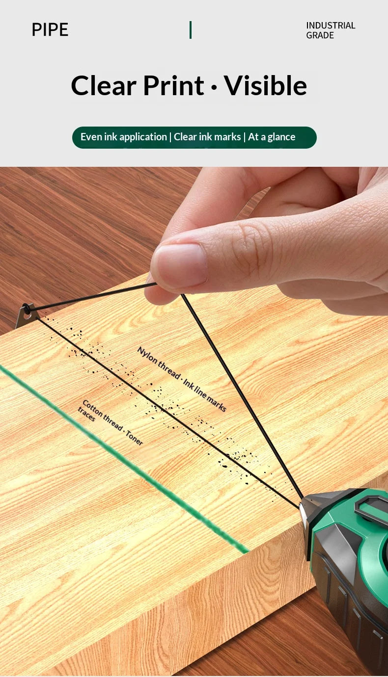 Chalk Line Reel with Quick Retraction for Precise Marking