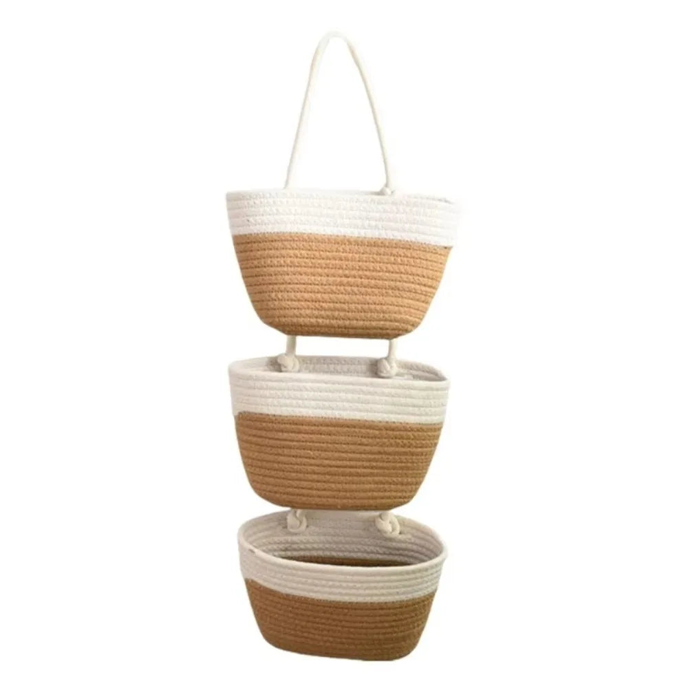 Handwoven 3-Tier Hanging Storage Basket
