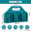 A teal portable battery organizer with a square shape, made of ABS material, designed for power tool batteries.