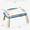 A magnetic drawing board for kids featuring a grid surface and an erasable pen, shown with dimensions.