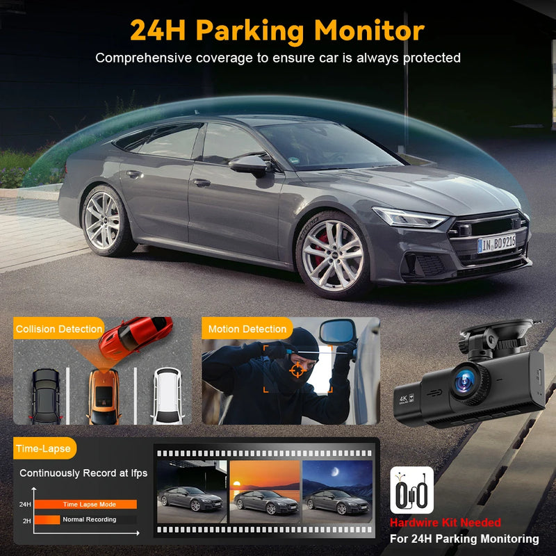 3-Channel 4K Dash Cam with Interior & Rear Cameras