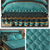 Crystal Velvet Gold Lace Bed Skirt with Anti-Slip Base