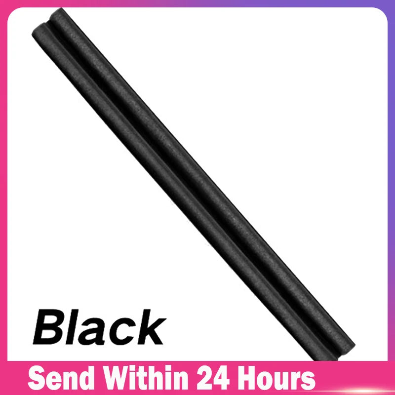 Black adjustable under-door draft stopper and noise blocker shown diagonally.