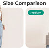 Size comparison showing a small and medium version of a multi-functional boxy tote bag for work, travel, and college.