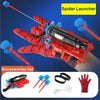 Rote Superheldenhandschuh mit Spinn-Launcher und Zubehör, einschließlich Web-Shooter und Handschuhe.