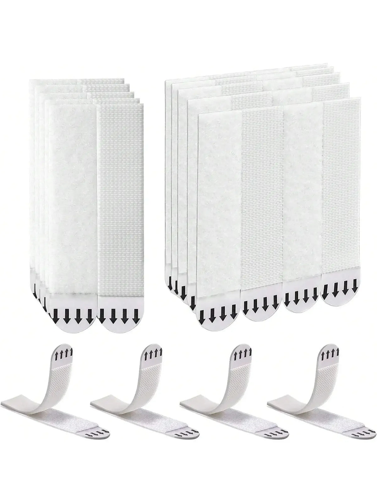 Pack of white reusable double-sided adhesive strips for frames and decor