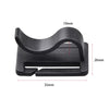 Black rotatable hydration tube clip designed for backpacks with dimensions 35mm by 26mm and a 10mm height.