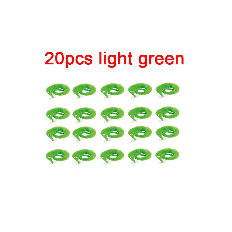 20 pieces of light green fuzzy wiggly worm magic trick with an invisible string
