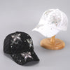 Lace Butterfly Snapback Cap with Rhinestone Accents