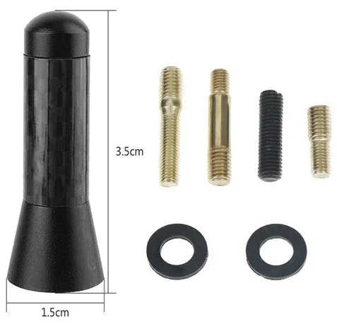 Compact Black Car Radio Antenna with Adapter Screws