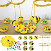 A yellow jumping pirates board game set featuring yellow and black pirate figures and colorful plastic pieces.