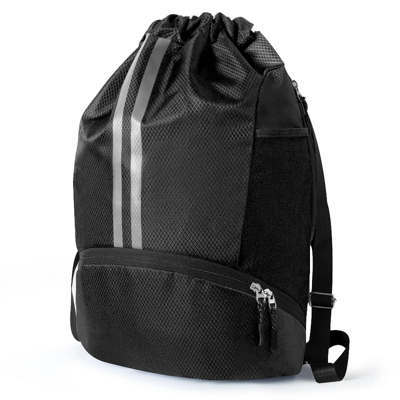Waterproof Drawstring Gym Bag with Shoe Compartment