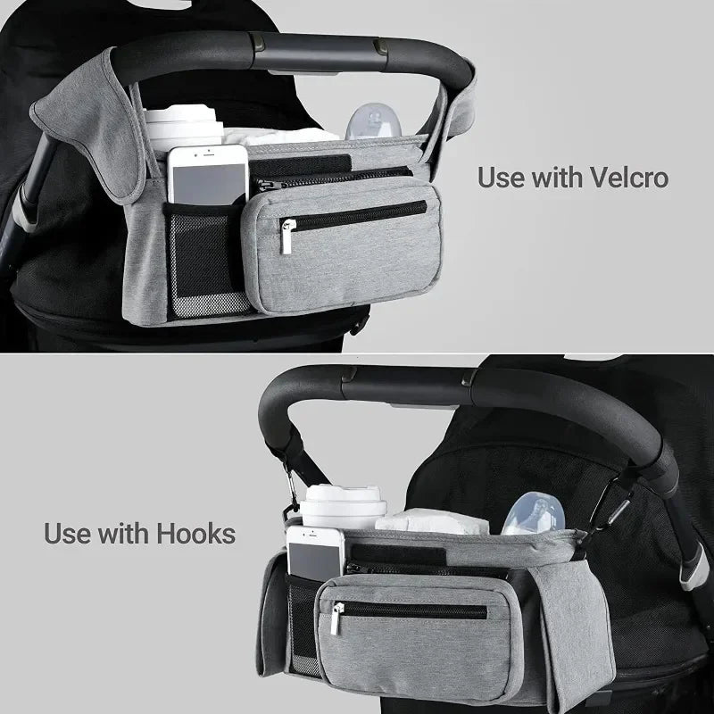 Universal Stroller Organizer with Insulated Cup Holders and Detachable Phone Bag