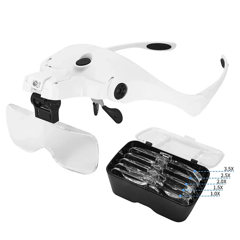 Head-Mounted Magnifying Glass with LED Light