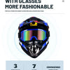 A black full-face off-road helmet with a multi-colored visor shown against a white background.