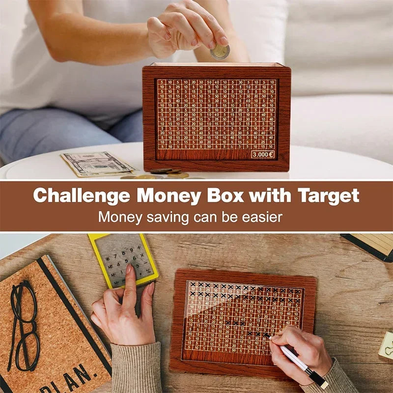 Wooden Savings Challenge Money Box