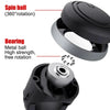 Close-up view of a black rotating steering wheel spinner knob showing the spin ball and bearing mechanism.