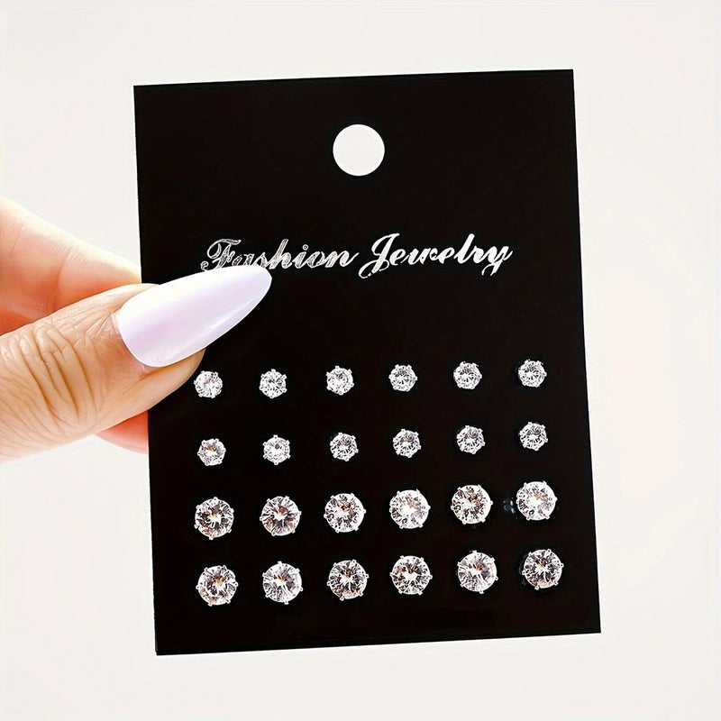 Classic Cubic Zirconia Stud Earring Set
