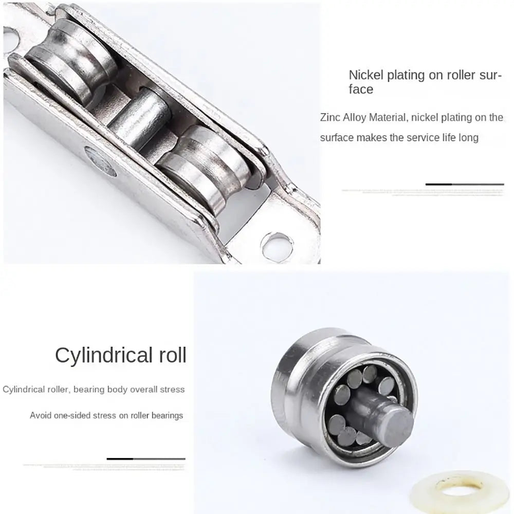 A close-up view of a nickel plating on a roller surface used for a stainless steel sliding door pulley.