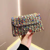 Crystal-Embellished Evening Clutch Bag with Chain Strap