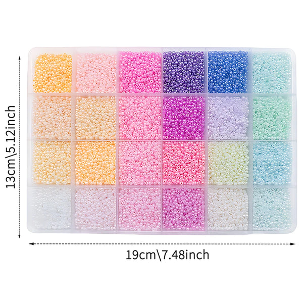 24-Color Glass Seed Beads Kit for Jewelry Making