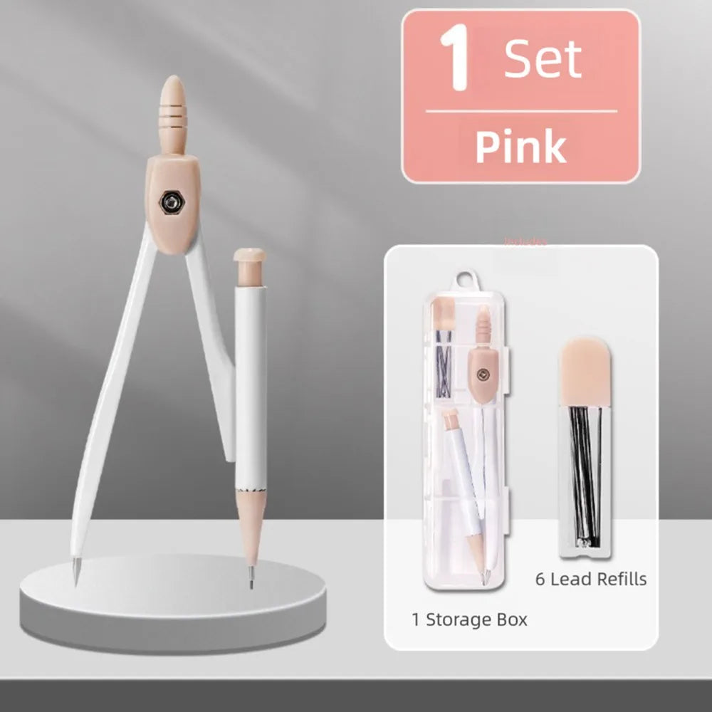 8-Piece Geometry Set – Transparent Rulers, Protractor, Compass & Eraser