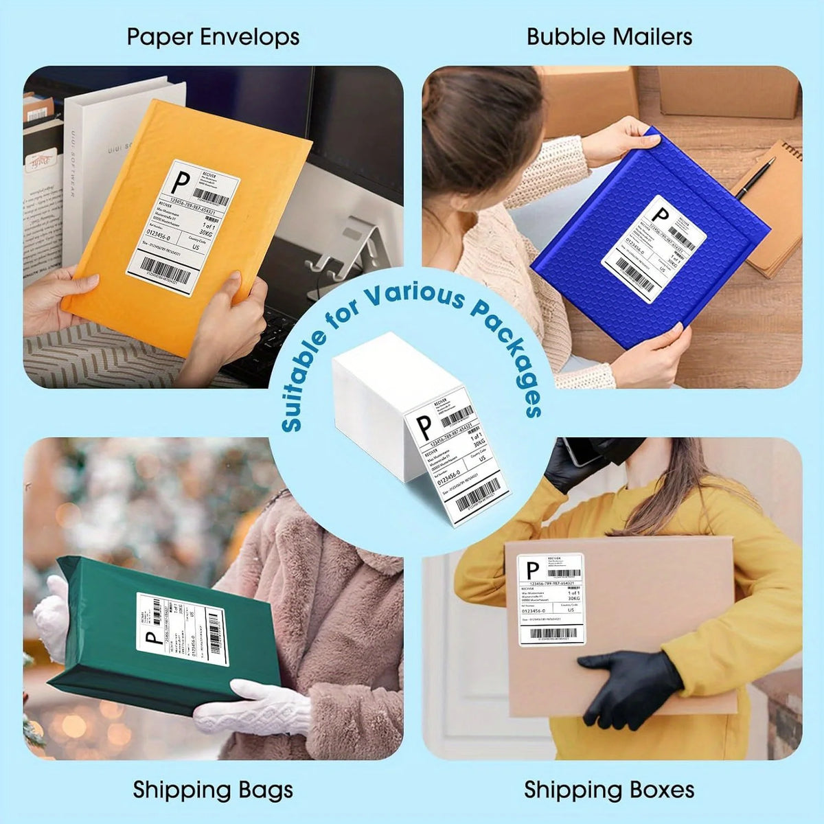 4x6 Inch Thermal Shipping Labels for Barcode and Address Printing