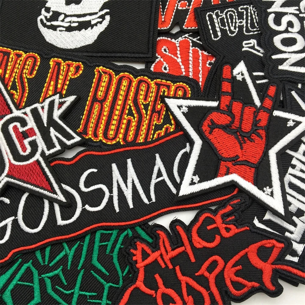 Embroidered Rock Band Patches Set for DIY Clothing Customization