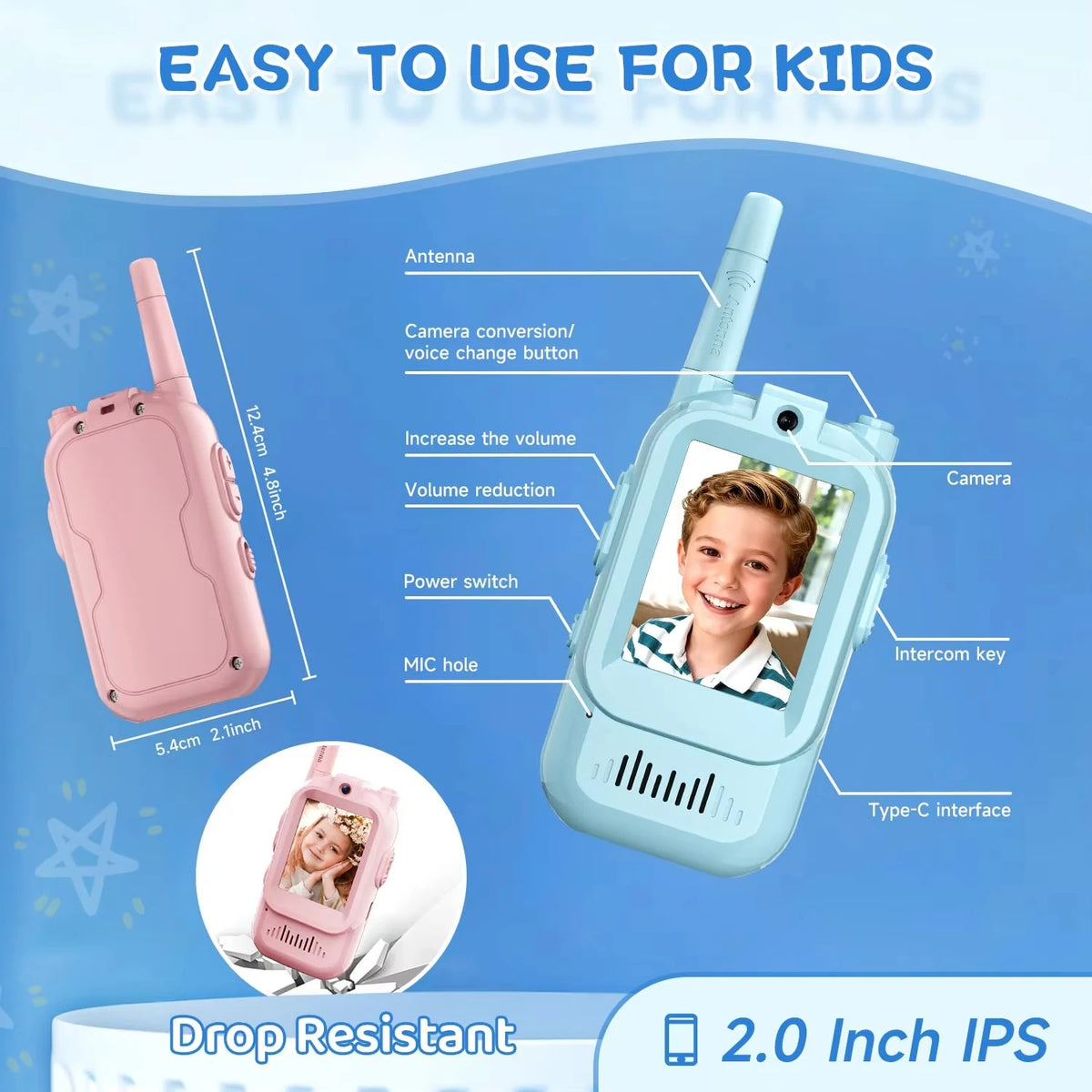 Kids Video Walkie-Talkies with Screen, Two-Way Communication