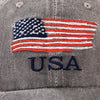 Vintage Washed Cotton Baseball Cap with Embroidered American Flag