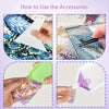 A set of diamond painting accessories showing an applicator pen and a tool for applying glitter or adhesive to the canvas.