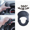 A black 360 degree steering wheel knob is shown being used for one-hand control, with an inset demonstrating its full circula